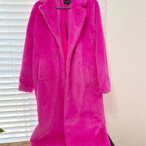 Vibrant Pink Faux Fur Coat